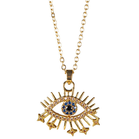 Evil Eye goldtone faceted necklace