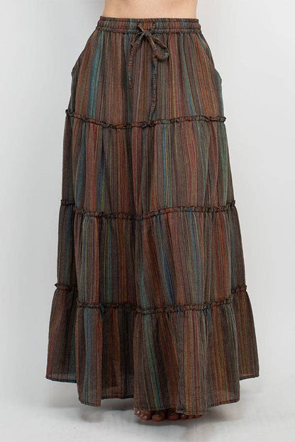 Striped tiered skirt on a white background