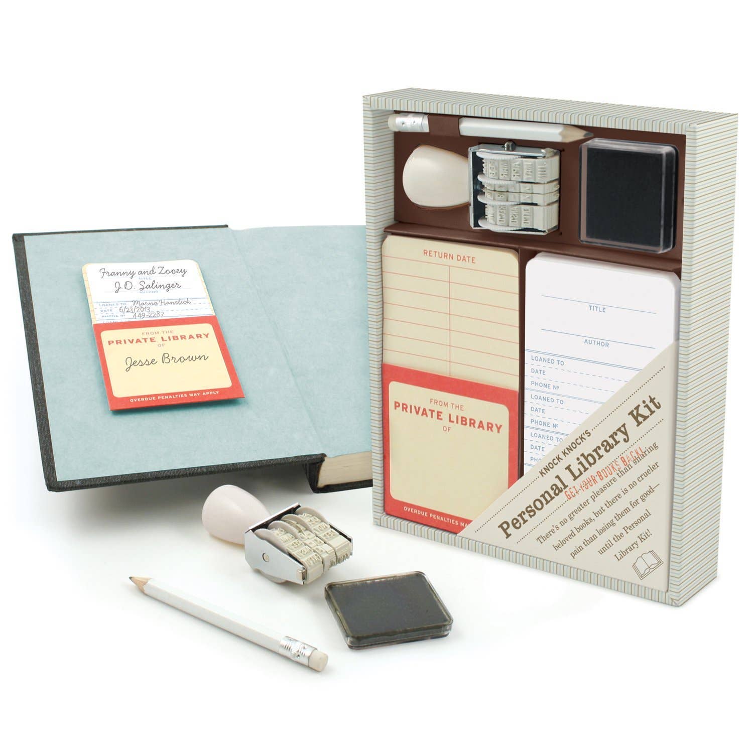 Personal Library Kit with stationery items on a white background