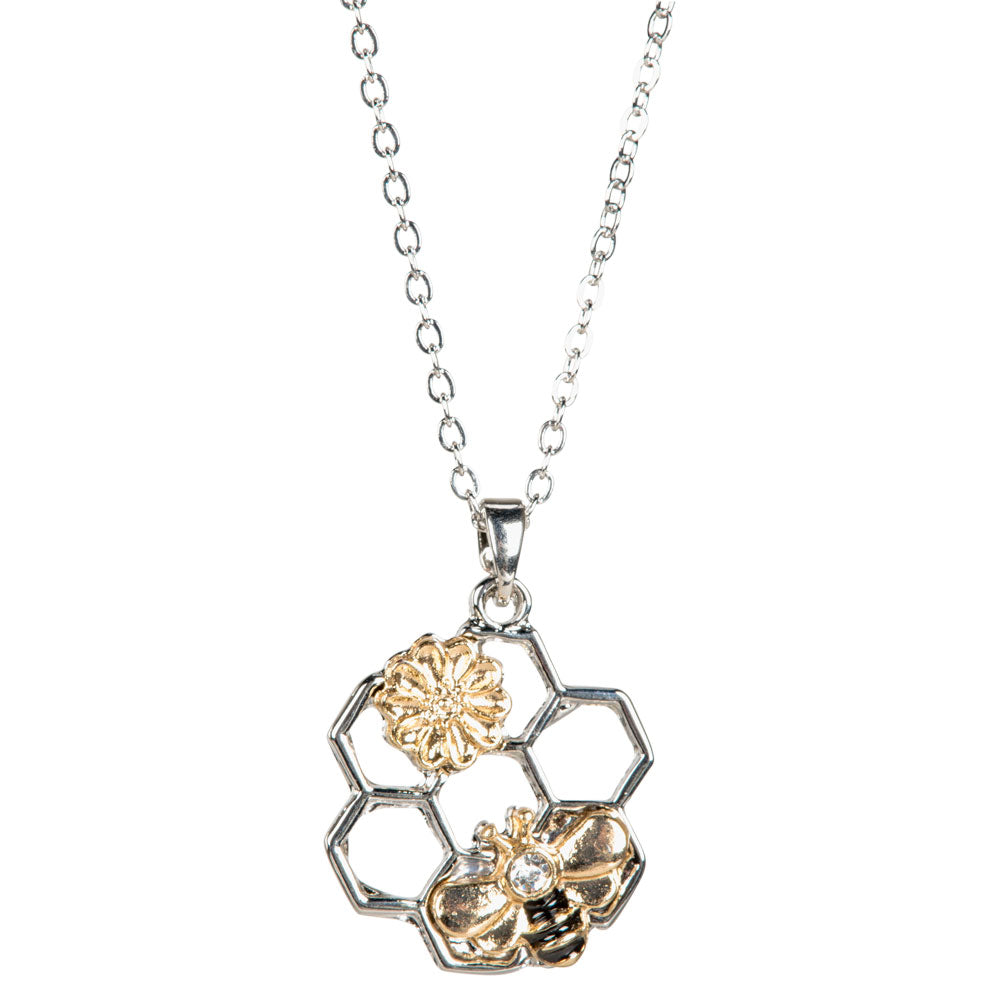 Honeycomb bee necklace