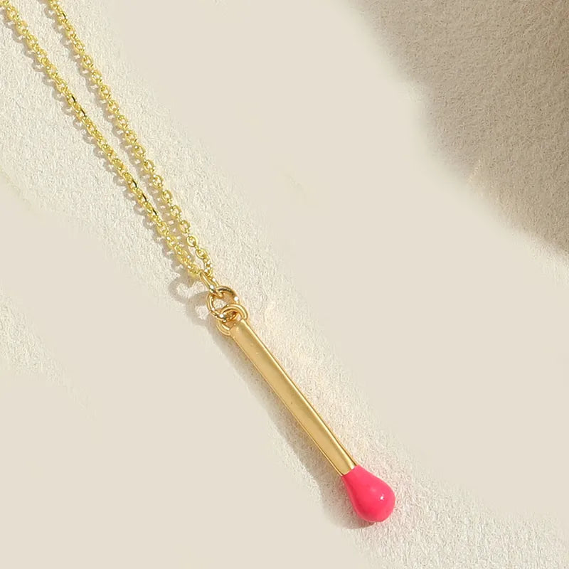 Gold tone Matchstick pendant necklace