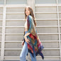 Multi-color leaf design poncho frock