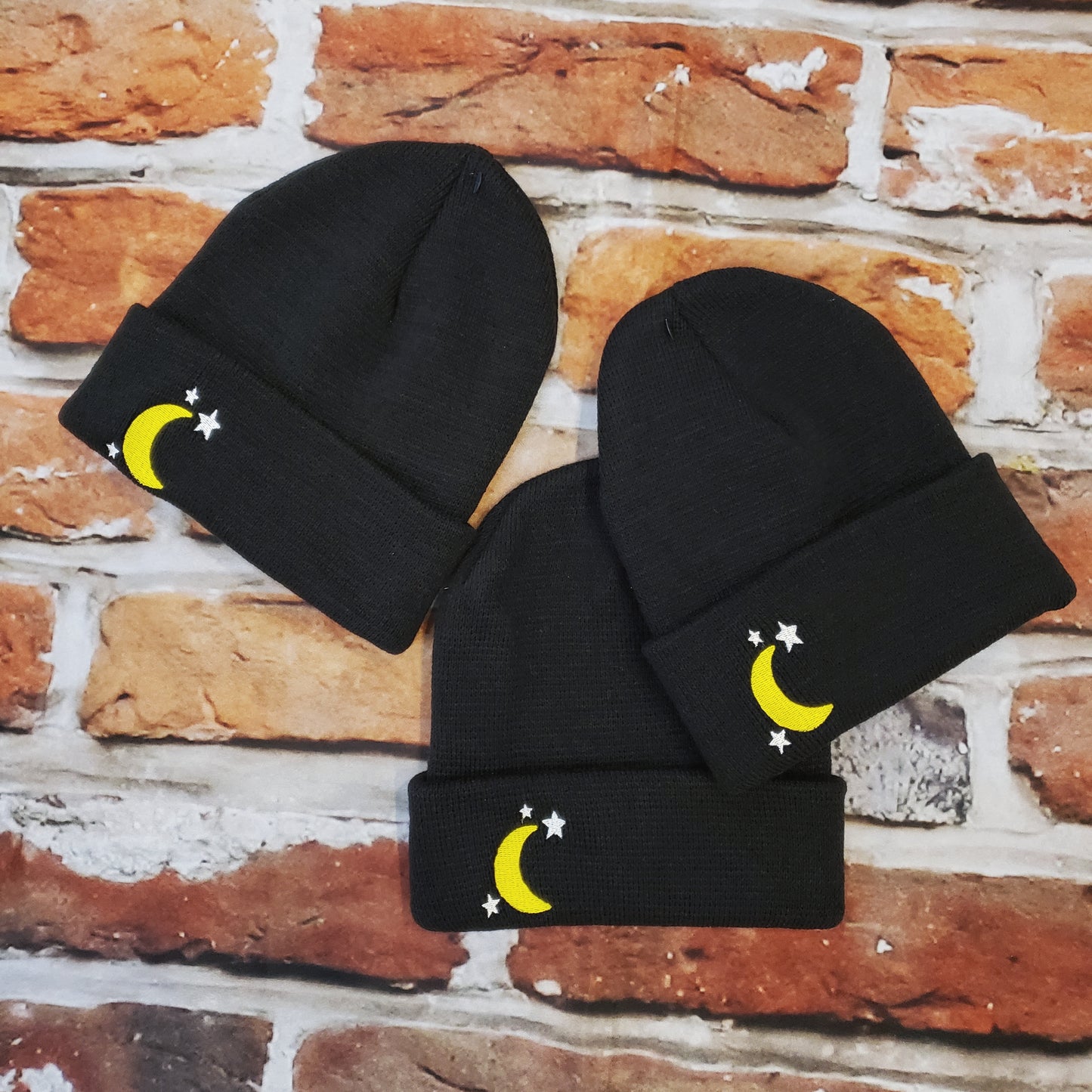 Moon & Stars black beanie