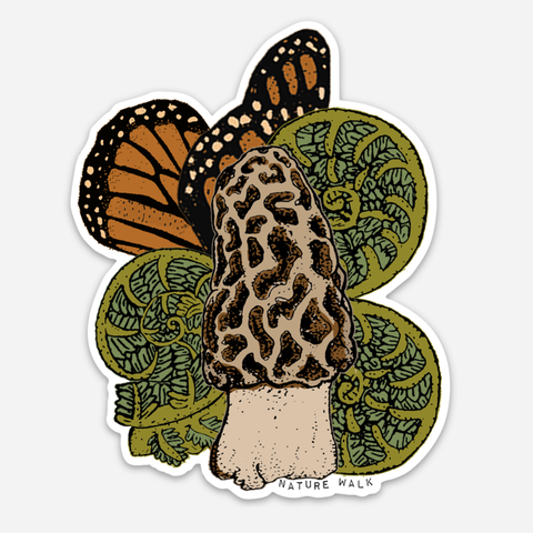 Morel Fiddlehead Monarch sticker