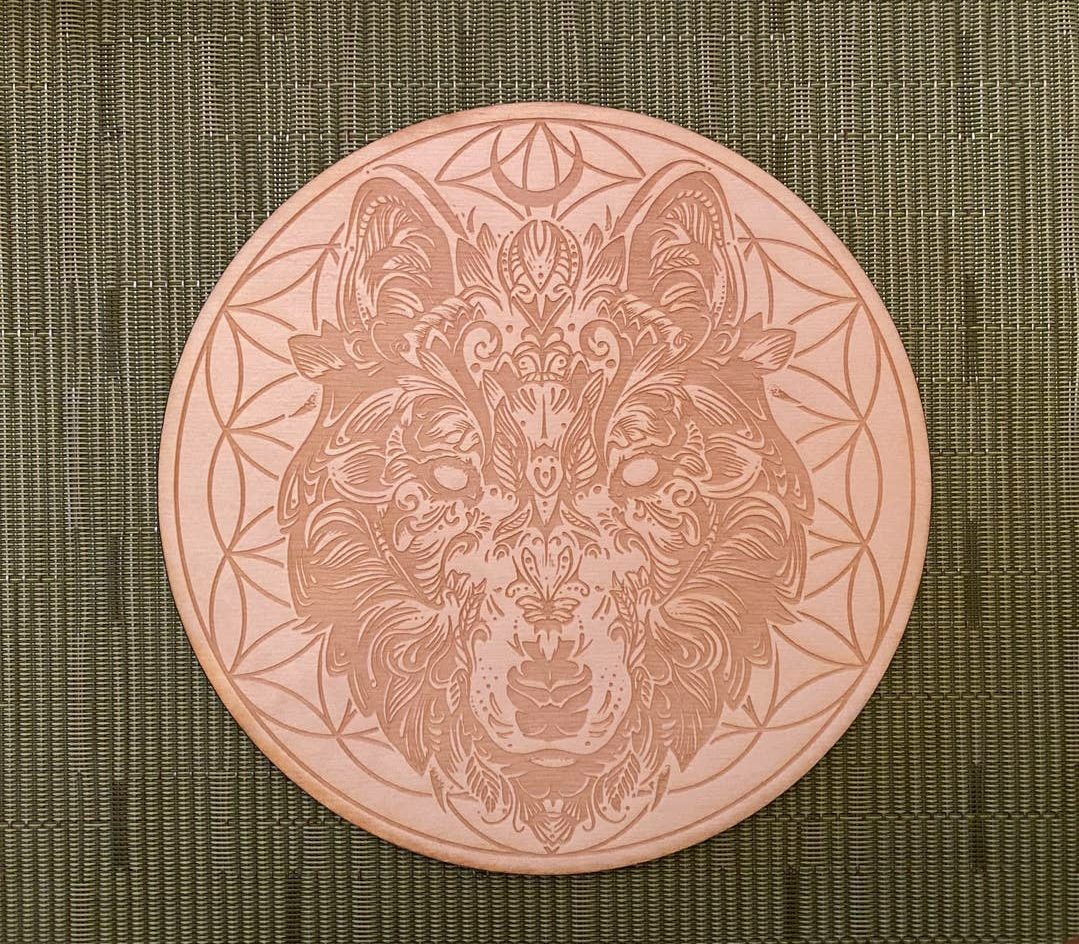 Wolf flower of life crystal grid