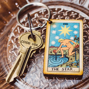 Star tarot wooden keychain