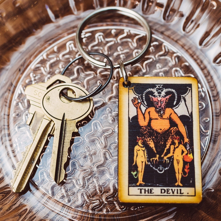 The Devil tarot wooden keychain