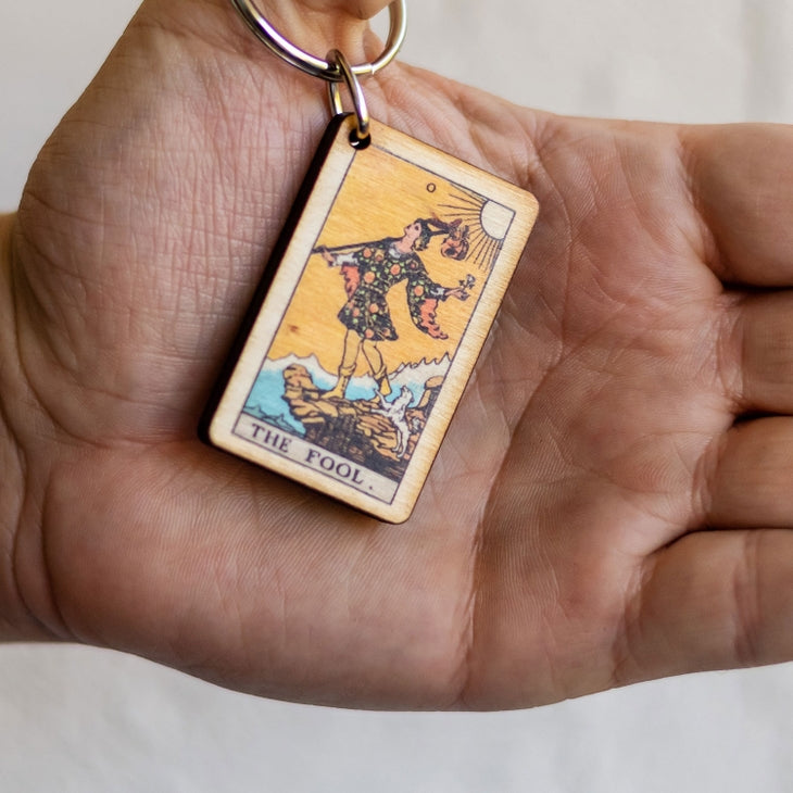 The Fool tarot wooden keychain