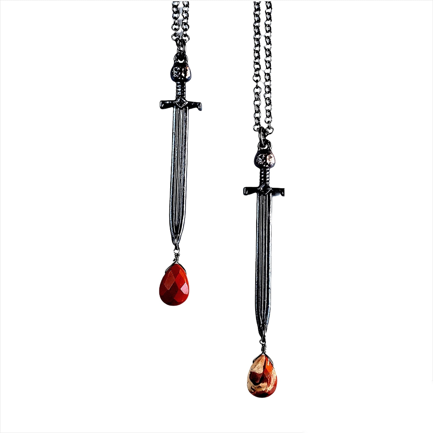 Jasper Stone sword necklace