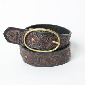 Floral stitched belt