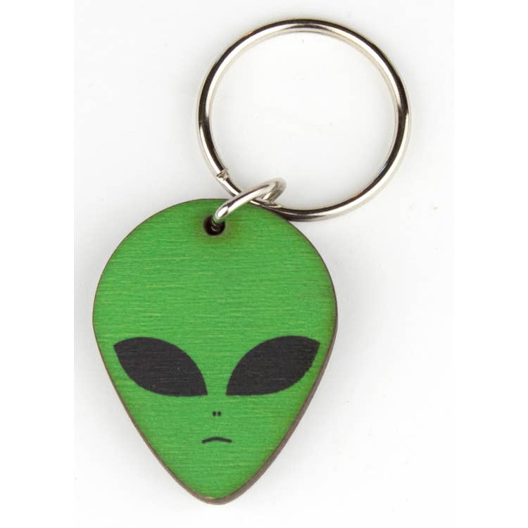 Alien wooden keychain