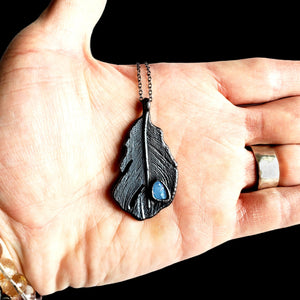 Crow Feather with Australian Opal necklace