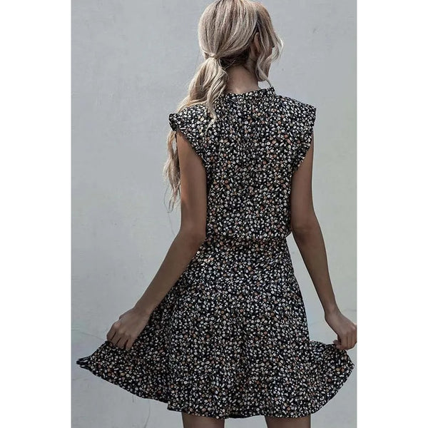 Black floral sleeveless dress
