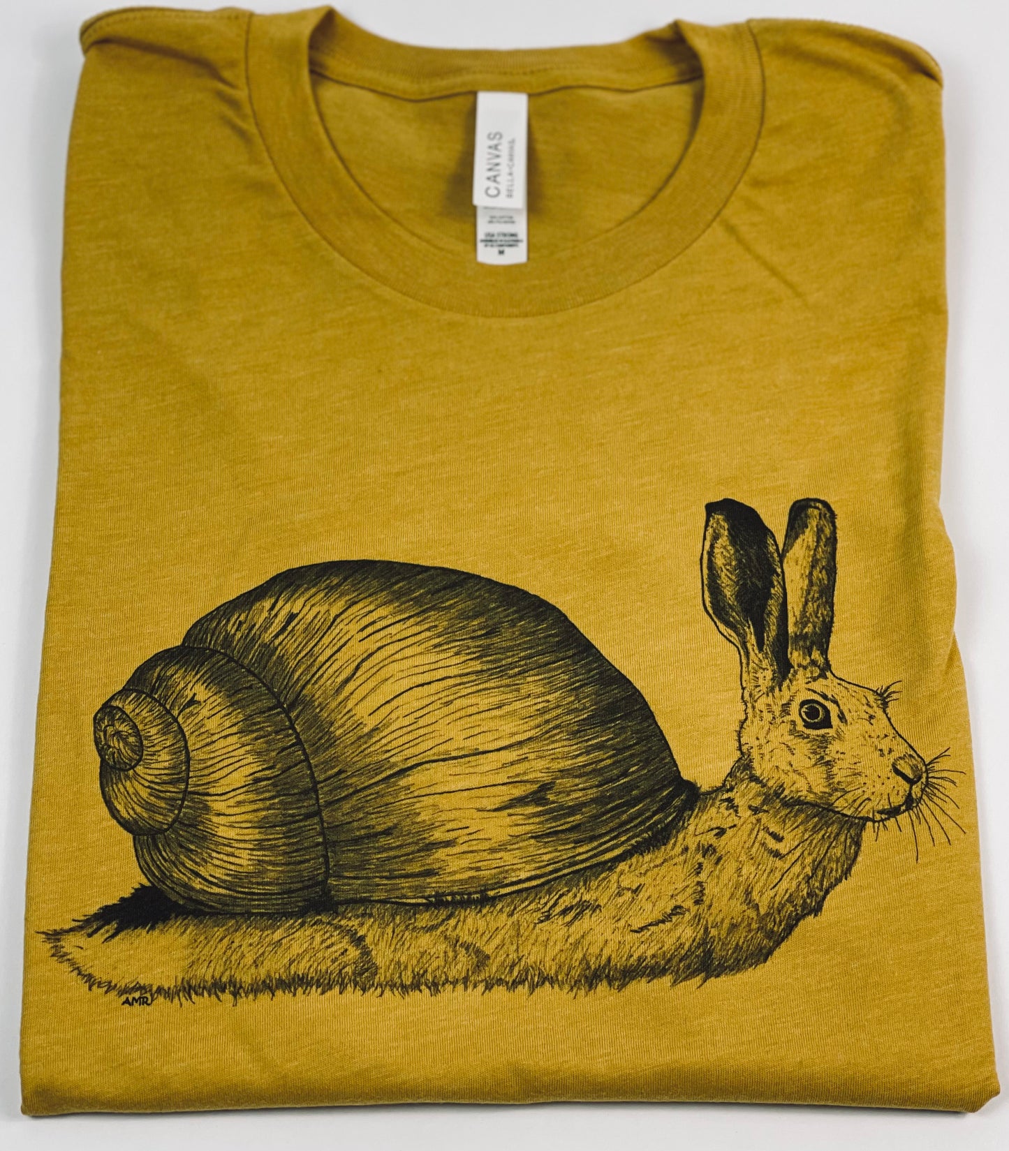 Peter Cotton Snail unisex mustard yellow tshirt