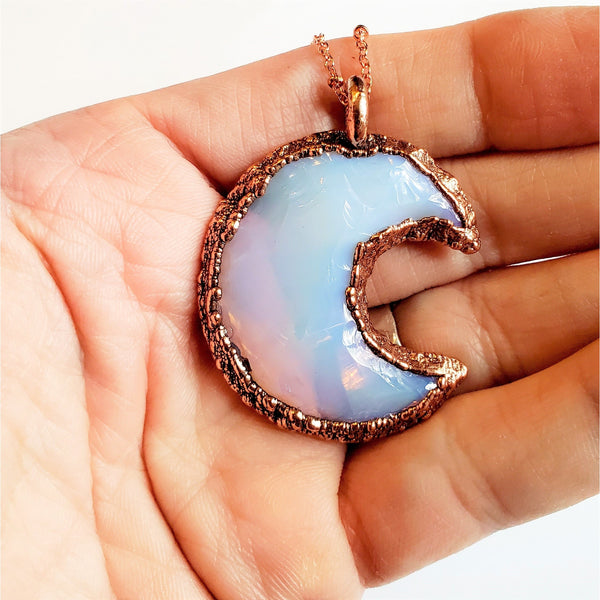 Opalite crescent moon necklace