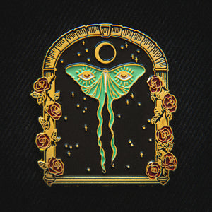 Luna Moth and Moon enamel pin